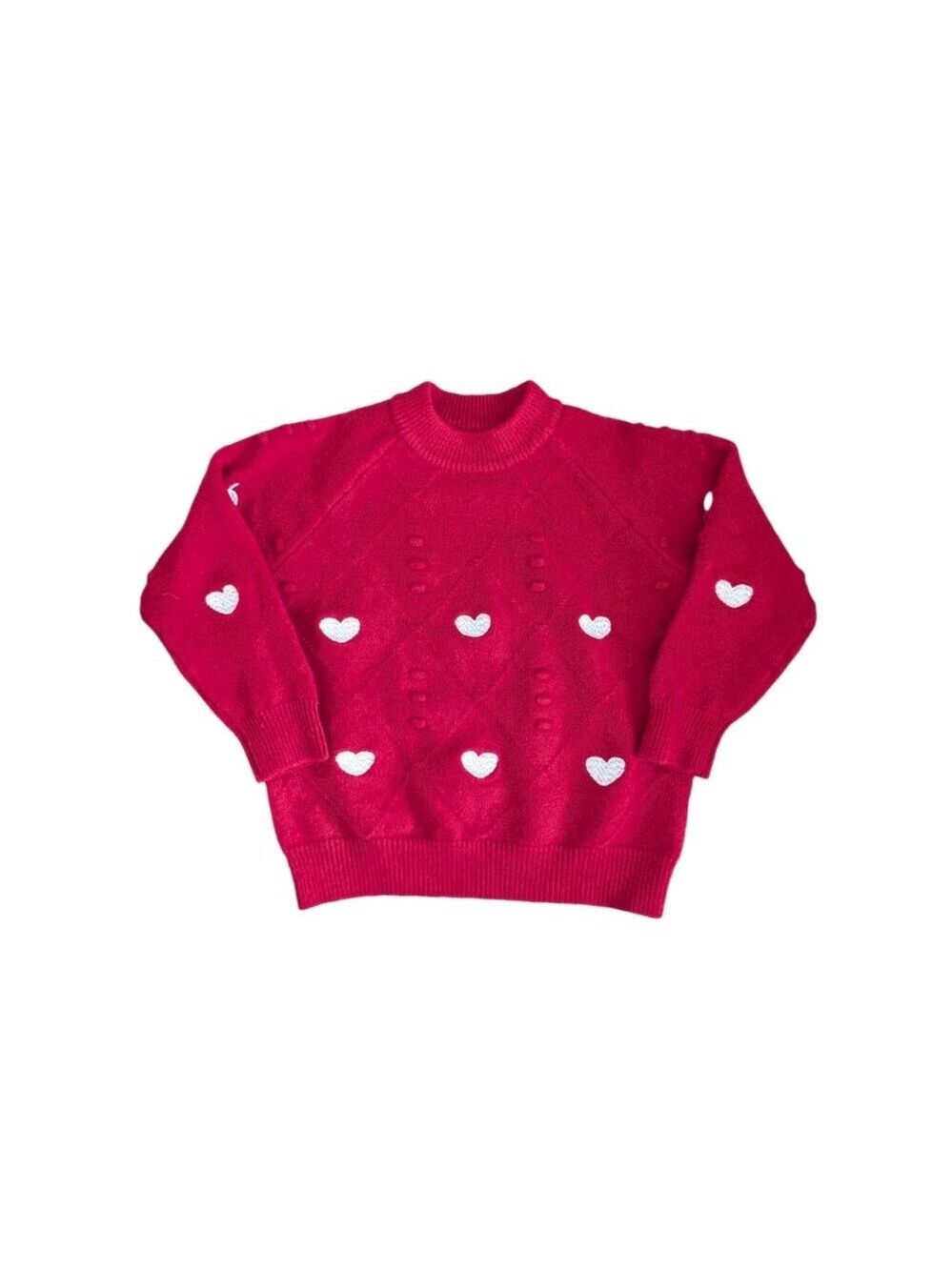 Red & White Toddler‎ Heart Knit Sweater 5T Girlss Clothing